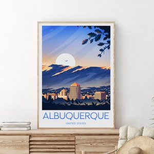 Impresión de viaje de Albuquerque - Estados Unidos, póster de Nuevo México, regalo de boda, regalo de cumpleaños, texto personalizado, regalo personalizado