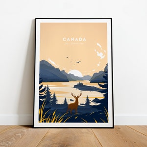 Canada traditional travel print - Jasper National Park, Canada print, Canada poster, wedding gift, birthday present