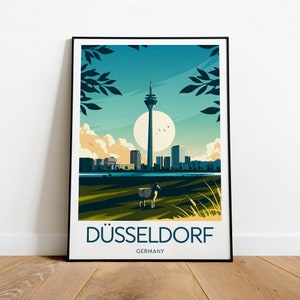 Düsseldorf Reisebild - Deutschland, Düsseldorf Poster, Düsseldorf Kunstwerk, Hochzeitsgeschenk, Geburtstagsgeschenk, individueller Text, personalisiertes Geschenk