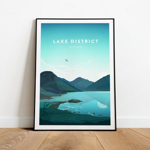 Lake District traditional travel print - Great Gable, Lake District print, Lake District poster, Wedding gift, Birthday present