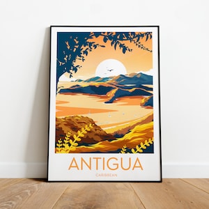 Antigua travel print - Caribbean, Antigua poster, Antigua prints, Birthday present, Wedding Gift, Custom Text, Personalised Gift