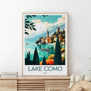 Impression de voyage sur le lac de Côme - Italie, impression lac de Côme, affiche lac de Côme, impression Italie, cadeau de mariage, texte personnalisé, cadeau personnalisé
