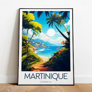 Martinique travel print - Caribbean, Martinique poster, Martinique print, Wedding gift, Custom Text, Personalised Gift