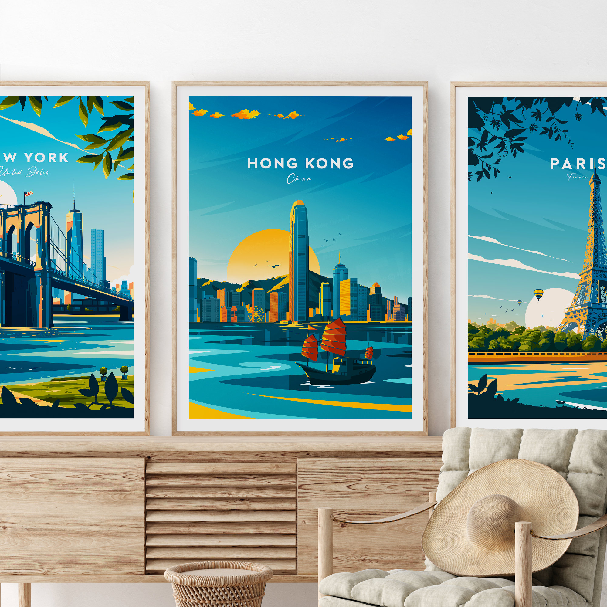 Discover Honk Kong traditional travel print - China, Hong Kong poster, Wedding gift, Birthday present