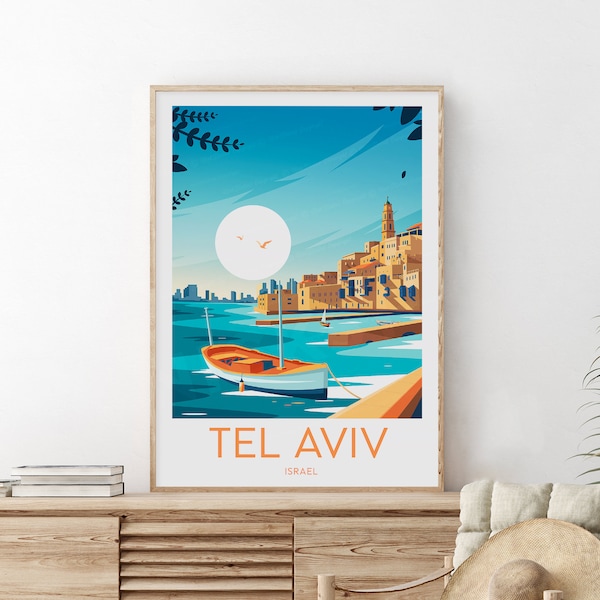 Tel Oriental Reise Druck - Israel, Tel Living Poster, Hochzeitsgeschenk, Geburtstagsgeschenk, Benutzerdefinierter Text, personalisiertes Geschenk