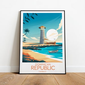 Dominican Republic travel print - Caribbean, Dominican Republic poster, Dominican Republic print, Birthday present, Wedding Gift