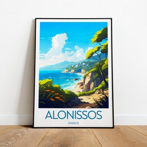 Alonnisos travel print - Greece, Alonnisos poster, Alonnisos print, Custom Text, Personalised Gift