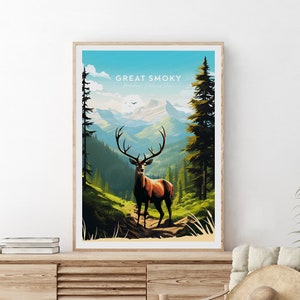 Great Smoky Mountains traditioneller Reisedruck - Nationalpark, Great Smoky Mountains Druck, von NickStudios, Benutzerdefinierter Text, personalisiertes Geschenk