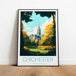 Chichester travel print - UK, Chichester poster, Wedding gift, Birthday present, Custom Text, Personalised Gift