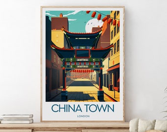 Chinatown travel print - London, Chinatown poster, Soho London print, Wedding gift, Birthday present, Custom Text, Personalised Gift