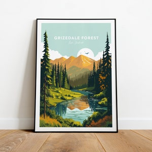 Grizedale Forest traditional travel print - Lake District, Grizedale Forest poster, Birthday present, Wedding gift