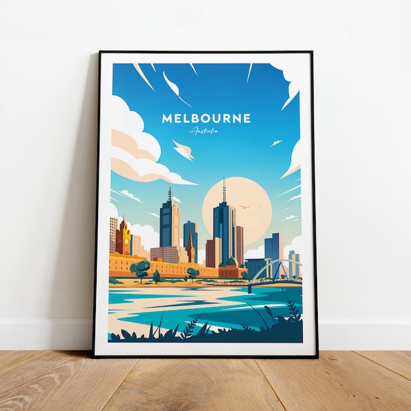 Melbourne traditional travel print - Australia, Melbourne print, Melbourne poster, Wedding gift, Birthday present