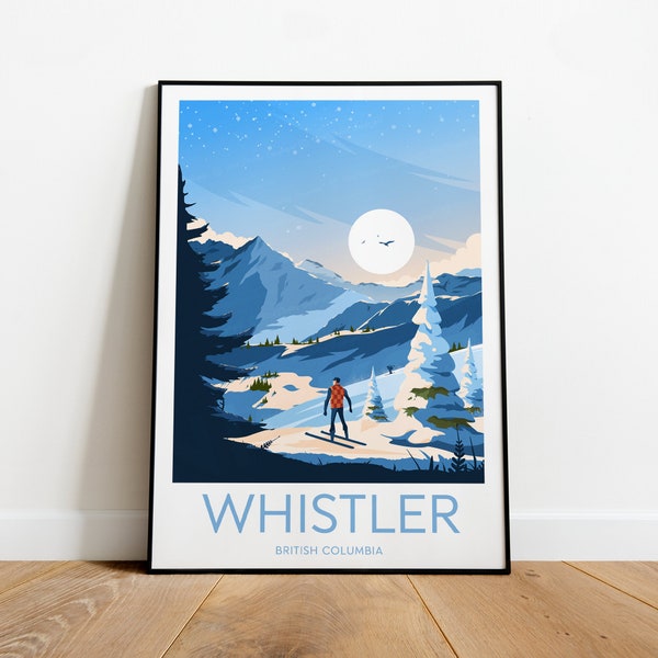 Whistler ski print - British Columbia, Whistler poster, Ski poster, Ski resort print, Whistler ski, Wedding gift, Birthday present