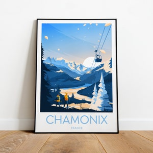 Chamonix ski print - France, Chamonix poster, Ski poster, Ski resort print, Chamonix ski, Wedding gift, Birthday present