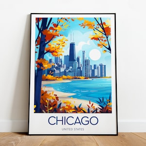 Chicago Reisedruck - USA, Chicago Poster, Chicago Wandkunst, Chicago Druck, Chicago Kunstwerk, Benutzerdefinierter Text, personalisiertes Geschenk