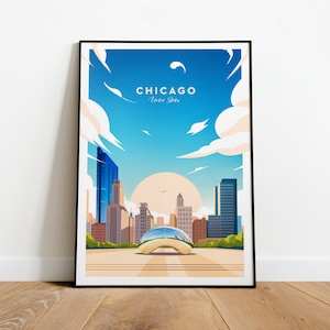 Three Dimensional - Chicago traditional travel print - United States, Custom Text, Personalised Gift