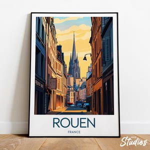 Rouen travel print - France, Rouen poster, Rouen France print, Normandy art, Rouen City illustration, Wedding gift, Custom Text