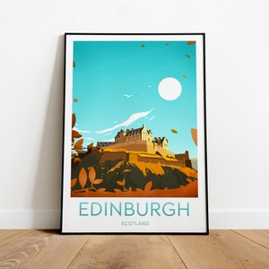 Edinburgh travel print - Scotland, Edinburgh poster, Edinburgh castle. Wedding gift, Birthday present, Custom Text, Personalised Gift