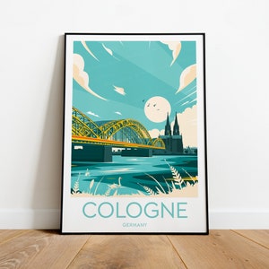 Cologne travel print - Germany, Cologne poster, birthday present, wedding gift, Custom Text, Personalised Gift