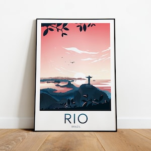 Rio travel print - Brazil, Rio print, Rio poster, Brazil poster, Birthday present, travel gift, Custom Text, Personalised Gift