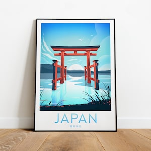 Japan travel print - Hakone Shrine, Japan print, Japan poster, Wedding gift, birthday present, Custom Text, Personalised Gift