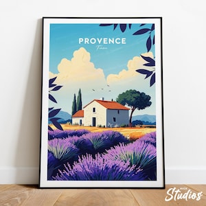 Provence traditional travel print - France, Provence poster, France travel art, Provence illustration, Wedding gift, Custom Text