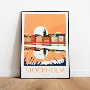 Stockholm sunset travel print - Sweden, Stockholm poster, Wedding Gift, Birthday Present, Custom Text, Personalised Gift