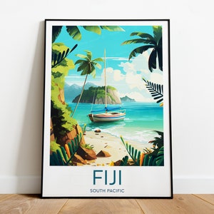 Fiji travel print - South Pacific, Fiji poster, Fiji print, Fiji artwork, Wedding gift, Birthday present