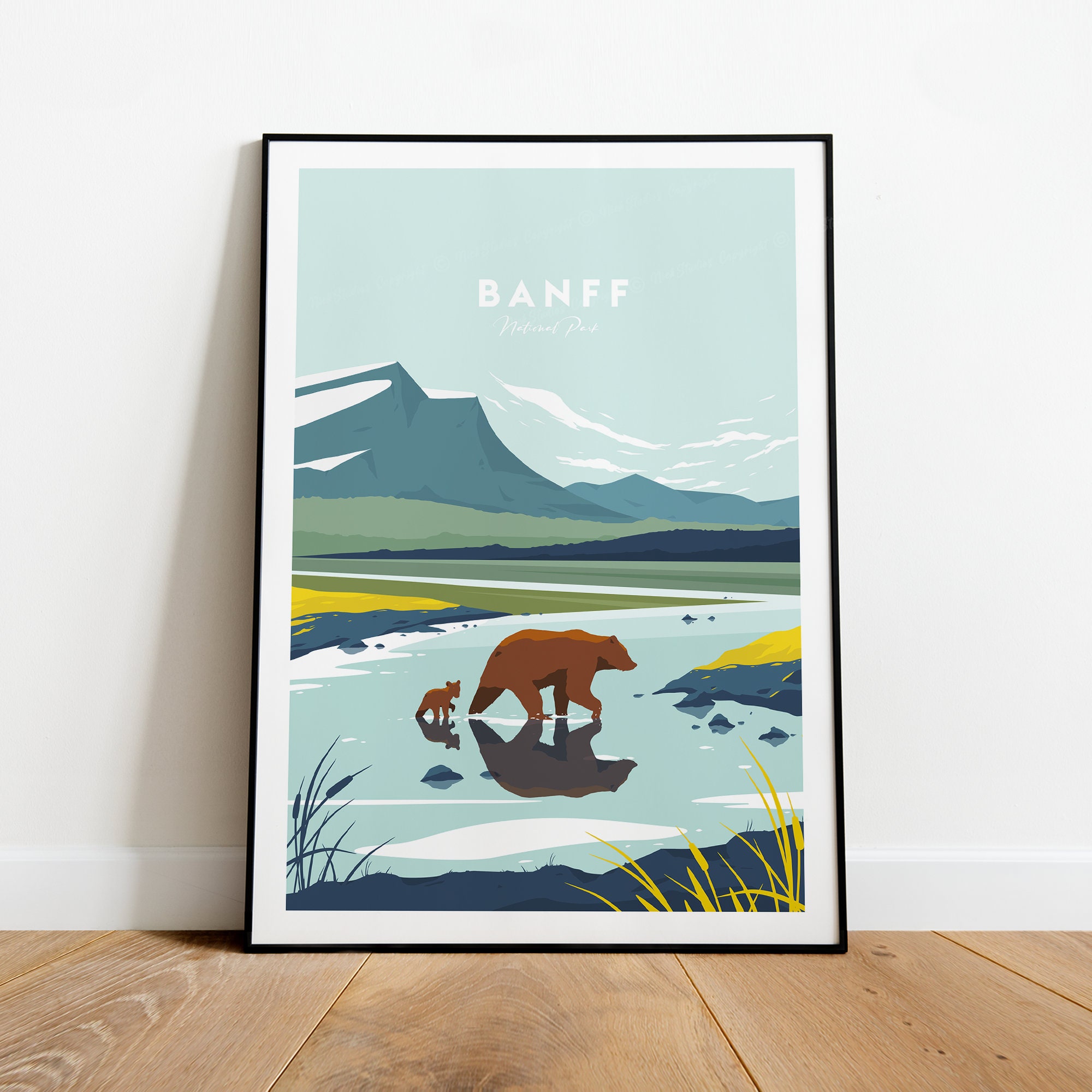 Banff traditional travel print - Canada, Banff print, Banff poster, Canada print, Canada poster, travel artwork, wedding gift