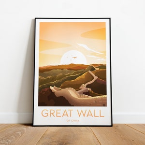 Great Wall of China travel print, Custom Text, Personalised Gift