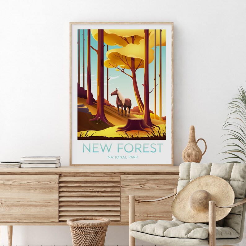 New Forest reisprint Nationaal Park, aangepaste tekst, gepersonaliseerd cadeau afbeelding 4