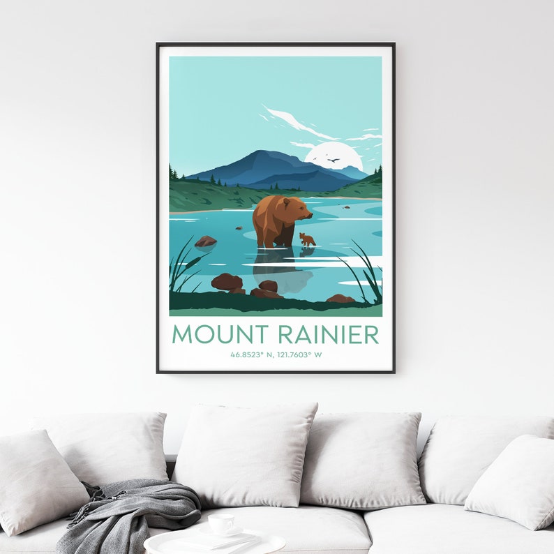 National Park Mount Rainier travel print