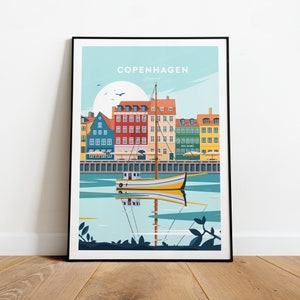 Copenhagen traditional travel print - Denmark, Custom Text, Personalised Gift