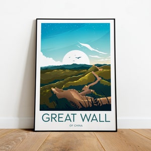 Great Wall of China travel print, Custom Text, Personalised Gift
