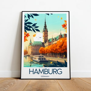 Hamburg travel print - Germany, Hamburg poster, Hamburg print, Wedding gift, Birthday present, Custom Text, Personalised Gift