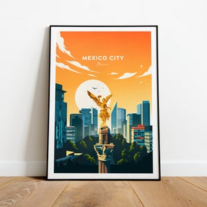 Mexico City traditional sunset travel print - United States, Mexico City poster, Mexico City poster, Wedding gift, Birthday present
