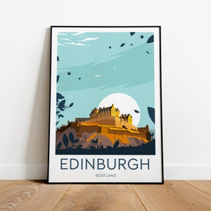 Edinburgh travel print - Scotland, Edinburgh poster, Edinburgh castle. Wedding gift, Birthday present, Custom Text, Personalised Gift