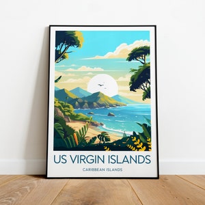 US virgin islands travel print - Caribbean islands, US virgin islands print, US virgin islands  poster, Custom Text, Personalised Gift