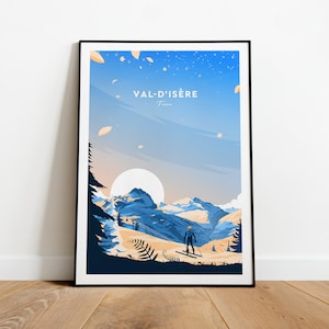 Val d&#39;isere traditional travel print - France, Val d&#39;isere poster, Ski poster, Ski resort print,  Val d&#39;isere ski, Wedding gift