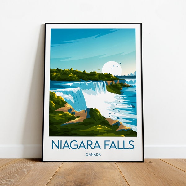 Impression de voyage des chutes du Niagara - Canada, affiche des chutes du Niagara, cadeau de mariage, cadeau d'anniversaire, texte personnalisé, cadeau personnalisé