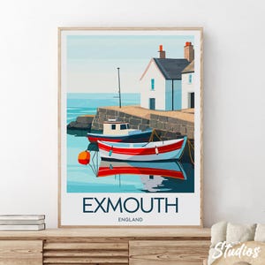 Exmouth travel print - England, Exmouth poster, Exmouth print, Exmouth illustration, Birthday present, Custom Text, Personalised Gift