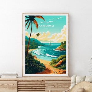 Kaanapali traditional travel print - Hawaii, Hawaii poster , Kaanapali print, Kaanapali print, wedding gift, birthday poster