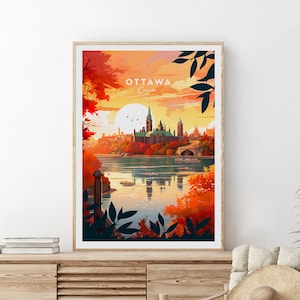 Impression de voyage traditionnelle d'Ottawa - Canada, affiche d'Ottawa, impression d'Ottawa, cadeau de mariage, cadeau d'anniversaire