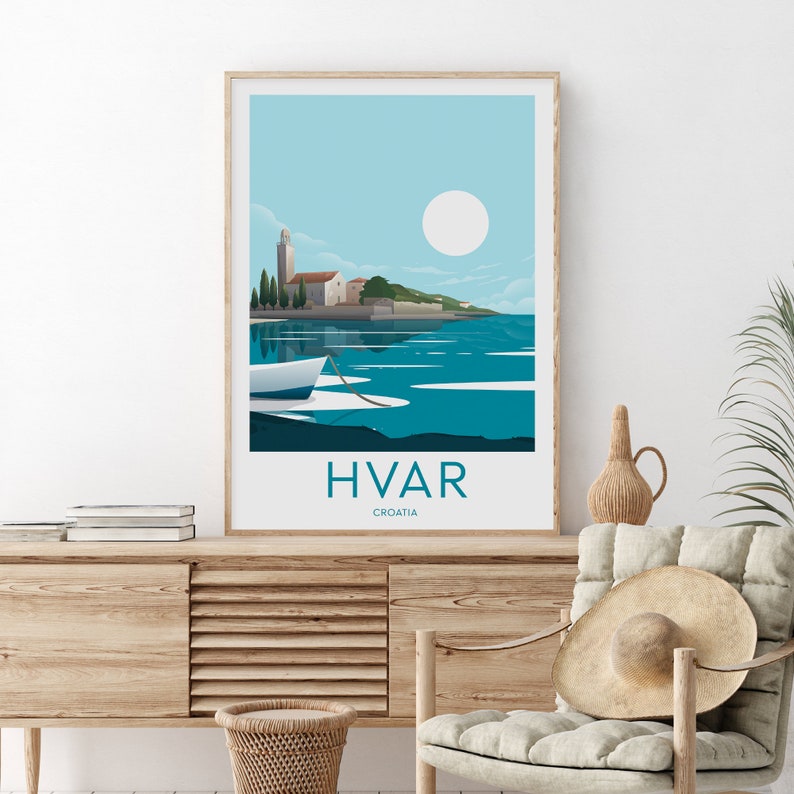 Hvar travel print Croatia, Hvar poster, Hvar print, Croatia poster, Wedding gift, Birthday Present, Custom Text, Personalised Gift image 5