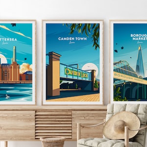 Camden Town traditional travel print - London, Camden Town poster, Camden Lock Market, Wedding gift, Birthday present