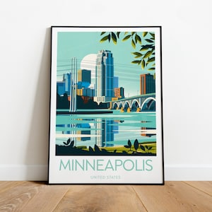 Minneapolis travel print - United States, Minnesota poster, Minneapolis print, Wedding gift, birthday present