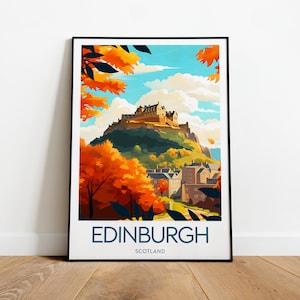 Edinburgh travel print - Scotland, Edinburgh poster, Edinburgh castle. Wedding gift, Birthday present, Custom Text, Personalised Gift