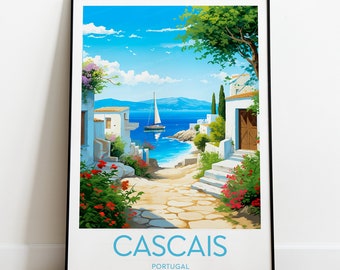 Cascais travel print - Portugal, Cascais poster, Wedding gift, Cascais artwork, Birthday present, Custom Text