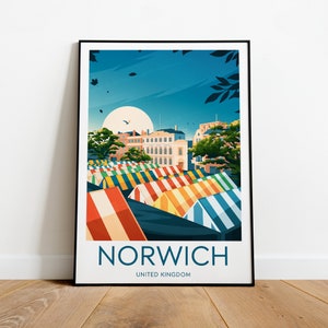 Norwich travel print - Norwich poster, UK, Norfolk art, Wedding gift, Birthday present, Custom Text, Personalised Gift