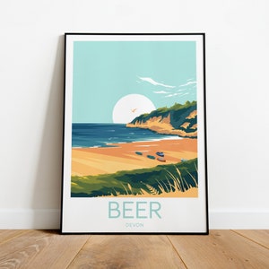 Beer travel print - Devon, Beer poster, Devon print, Birthday present, Christmas gift, Custom Text, Personalised Gift